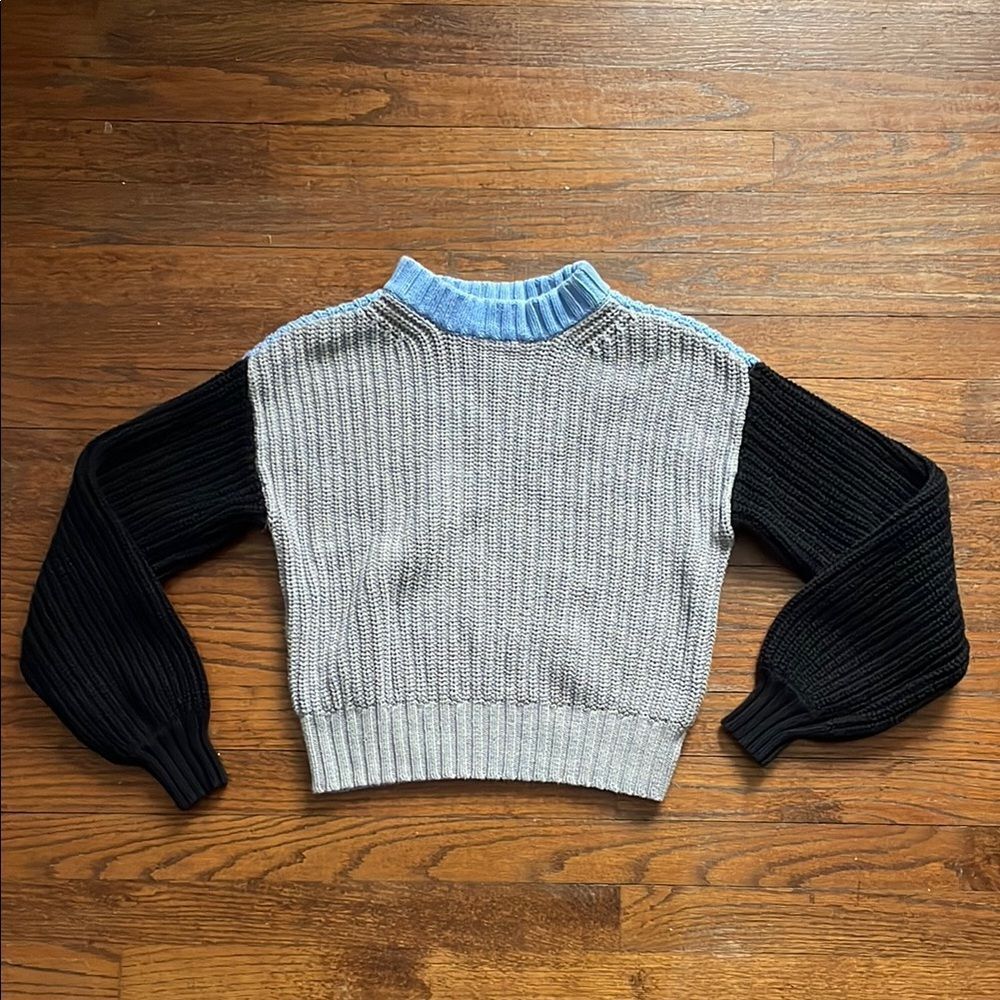 Popsugar Light Blue, Gray & Black Colorblock Sweater